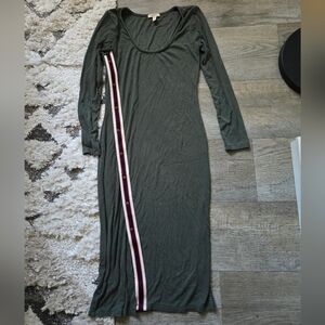 Anthropologie Bordeaux Long Sleeve Dress with Stripe Accent